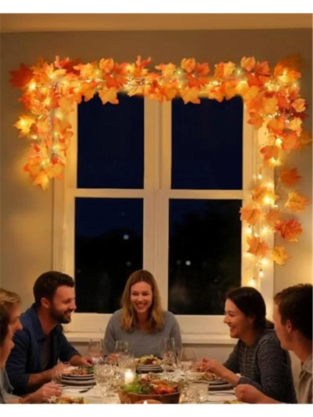Fall Decor 3-Pack Fall Garland with Lights, Total 24.6ft 60LED